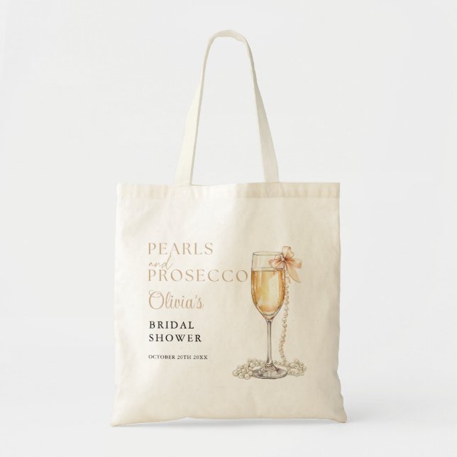 Pärlor Och Prosecco Elegant Bröllopsfest Tygkasse (Framsidan)