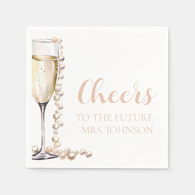 Pärlor och Prosecco Future Mrs Bröllopsfest Pappersservett (Framsidan)