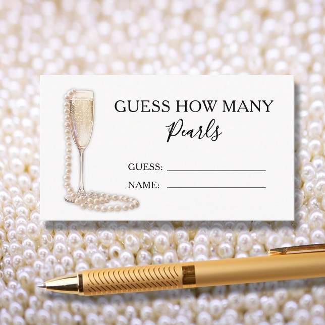 Pärlor och Prosecco Gissa Hur Många Spelkort Tilläggskort (Pearls and Prosecco Bridal Shower Guess How Many Game Enclosure Cards)