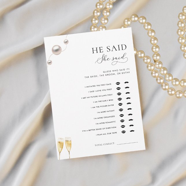 Pärlor och Prosecco Han sa hon sa Bröllopsdusch-sp Inbjudningar (Skapare uppladdad)