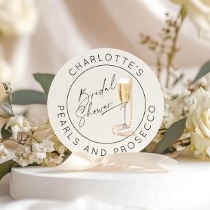 Pärlor och Prosecco Modern bröllopsskrift Brud sho Runt Klistermärke