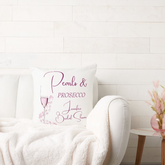 Pärlor och Prosecco Modern Elegant Bröllopsdusch Kudde (Soffa)