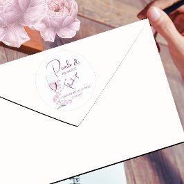 Pärlor och Prosecco Modern Tacksam Bröllopsfest Runt Klistermärke