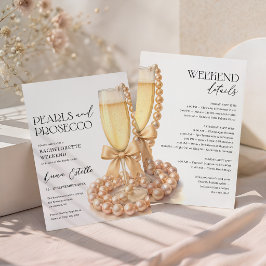 Pärlor och Prosecco Möhippa Helg Itinerary Inbjudningar