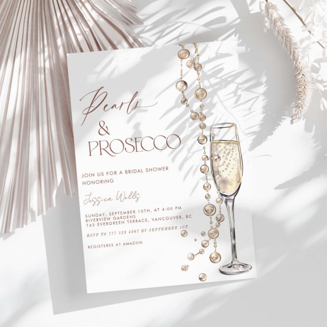 Pärlor och Prosecco-Möhippa Inbjudningar (Skapare uppladdad)