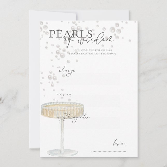 Pärlor och Prosecco Pärlor av Visdom Bröllopsråd Inbjudningar (Framsida)