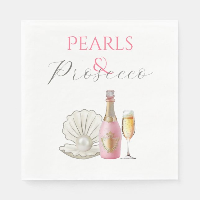 Pärlor och Prosecco Rosa Bröllopsdusch Pappersservett (Framsidan)