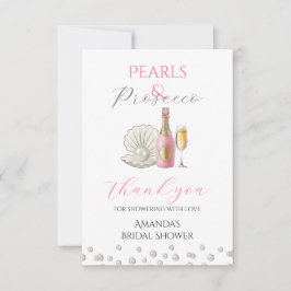 Pärlor och Prosecco Rosa Bröllopsdusch Tack Kort