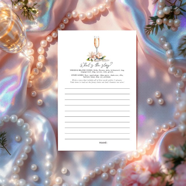 Pärlor och Prosecco Vad är historien? Bröllopsspel (Pearls and Prosecco What’s the Story? Bridal Shower Game)