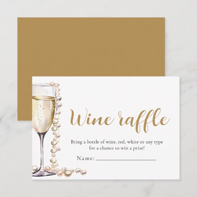 Pärlor och Prosecco-vinlotteri Bröllopsduschspel Inbjudningar (Fram/baksida)