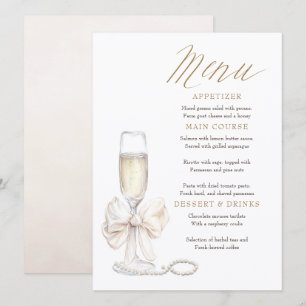 Pärlor och Prosecco Whimsical Chic Meny Kort