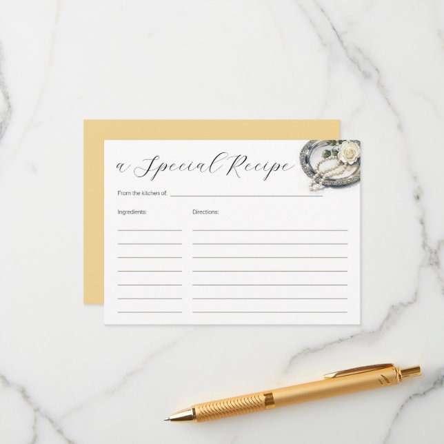 Pärlor och Ros Bröllopsfest Recept Tilläggskort (Fram/Back In Situ)