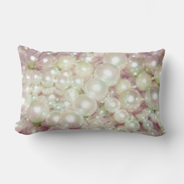 Pärlor och Rosa Daisy Lumbarkudde (Framsida)