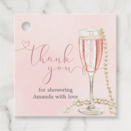 Pärlor och Rosa Prosecco Bröllopsfest  Gåvor Etiketter