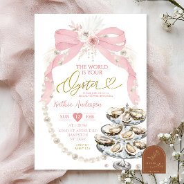Pärlor och Rosa Slinga Bröllopsdusch Oyster Inbjudningar