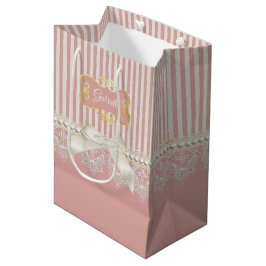 Pärlor och Snöre Rosa Rand Cream Bow och Namn