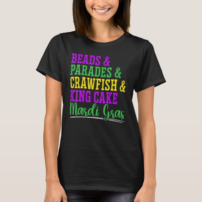 Pärlor Parad Kräftor Kung Cake Mardi Gras Parad T Shirt (Framsida)
