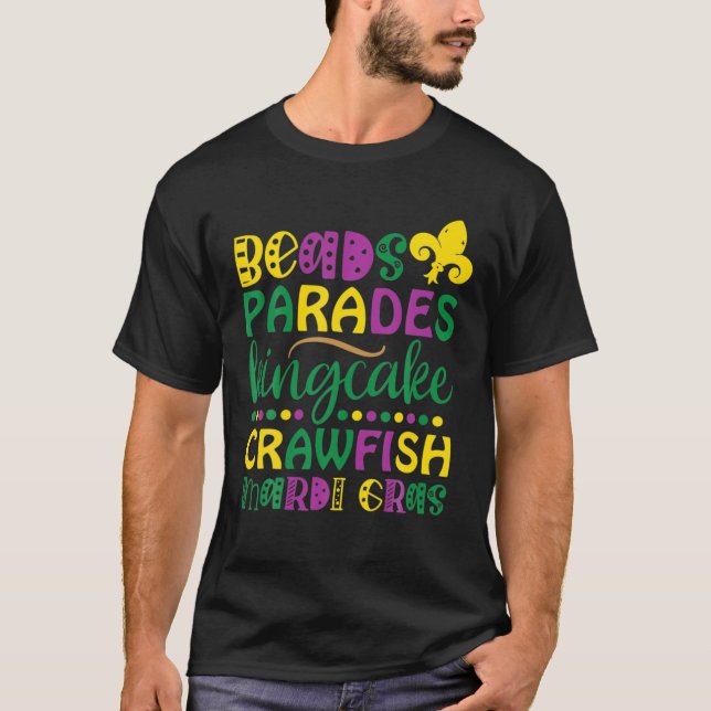 Pärlor Parad Kung Cake Kräftor Mardi Gras T Shirt (Framsida)