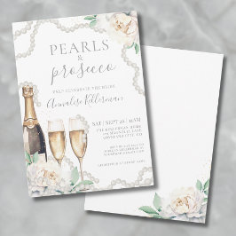 Pärlor & Prosecco Blommig Bröllopsdusch Inbjudningar
