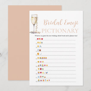 Pärlor & Prosecco Bröllopsdusch Emoji Pictionary Inbjudningar