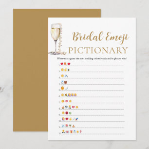 Pärlor & Prosecco Bröllopsdusch Emoji Pictionary Inbjudningar