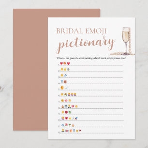 Pärlor & Prosecco Bröllopsdusch Emoji Pictionary Inbjudningar