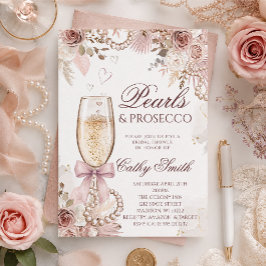 Pärlor & Prosecco Bröllopsdusch Inbjudan