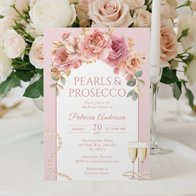 Pärlor & Prosecco Bröllopsdusch Inbjudan (Skapare uppladdad)