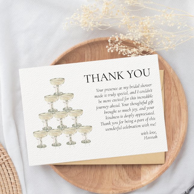 Pärlor & Prosecco Bröllopsdusch Tack Kort (thank you bridal shower pearls and prosecco)