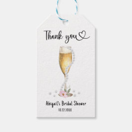 Pärlor & Prosecco Bröllopsdusch Tack Presentetikett