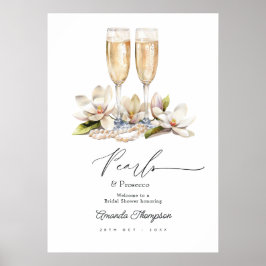 Pärlor & Prosecco Bröllopsdusch Välkomstskylt Poster