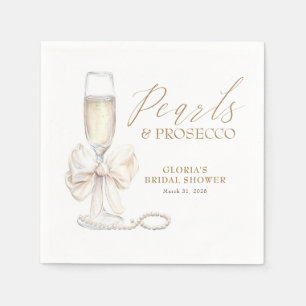 Pärlor & Prosecco Bröllopsdusch Vit Slinga Pappersservett