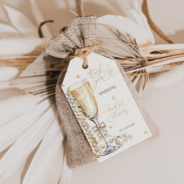 Pärlor & Prosecco Bröllopsfest Tack Presentetikett