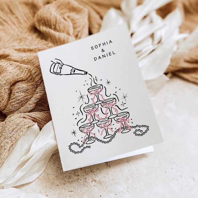 Pärlor & Prosecco Bröllopsfest Tacksamtkort Tack Kort (Skapare uppladdad)