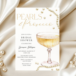 Pärlor & Prosecco Bröllopsfestinladning Inbjudningar
