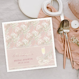 Pärlor & Prosecco Brudslöja Brudshower Rosa Pappersservett