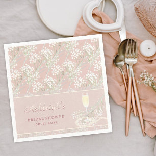 Pärlor & Prosecco Brudslöja Brudshower Rosa Pappersservett