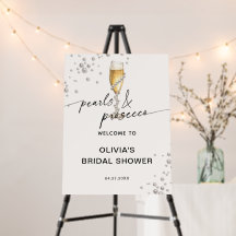 Pärlor & Prosecco Elegant Bröllopsdusch-välkomstsk