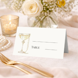 Pärlor Prosecco Elfenbensfärgad Bubbly Lunchen Brö Placeringskort