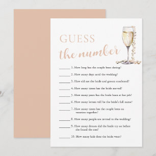 Pärlor & Prosecco Gissa numret Bröllopsspel Inbjudningar
