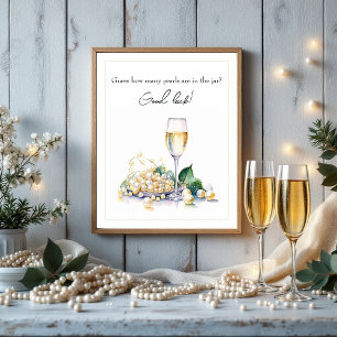 Pärlor & Prosecco Gissningslek Bröllopsfest Poster