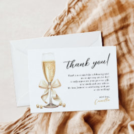 Pärlor & Prosecco Guld Bröllopsdusch Tack Kort