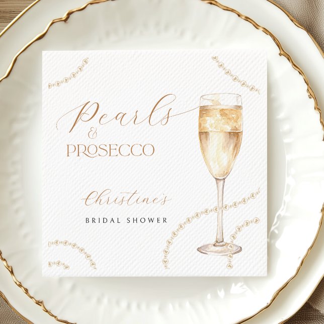 Pärlor & Prosecco Guld Bröllopsfest Servetter (Skapare uppladdad)