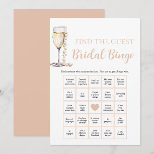 Pärlor & Prosecco Hitta Gäst Bröllopsbingo Inbjudningar