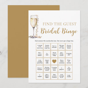 Pärlor & Prosecco Hitta Gäst Bröllopsbingo Inbjudningar