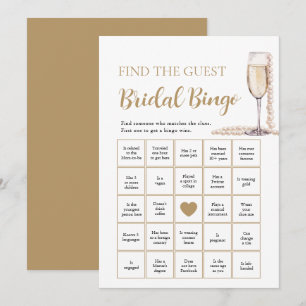 Pärlor & Prosecco Hitta Gäst Bröllopsbingo Inbjudningar