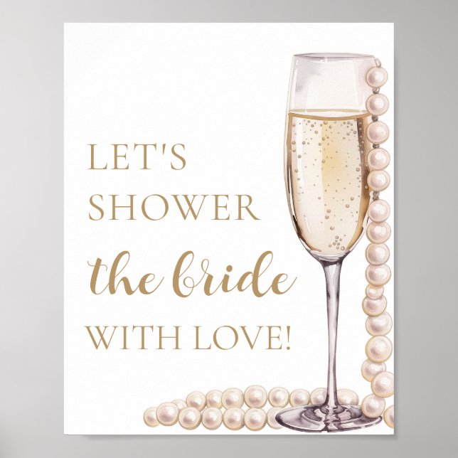 Pärlor Prosecco Låt oss Ösa Bruden Med Kärlek Poster (Framsidan)