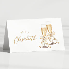 Pärlor & Prosecco Möhippa Bord Namn Card Bordsnummer