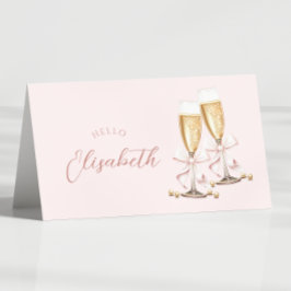 Pärlor & Prosecco Möhippa Bord Namn Card Bordsnummer