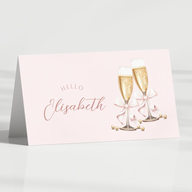 Pärlor & Prosecco Möhippa Bord Namn Card Bordsnummer (Skapare uppladdad)